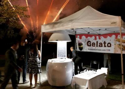 Gelato Booth with Fireworks display in the background